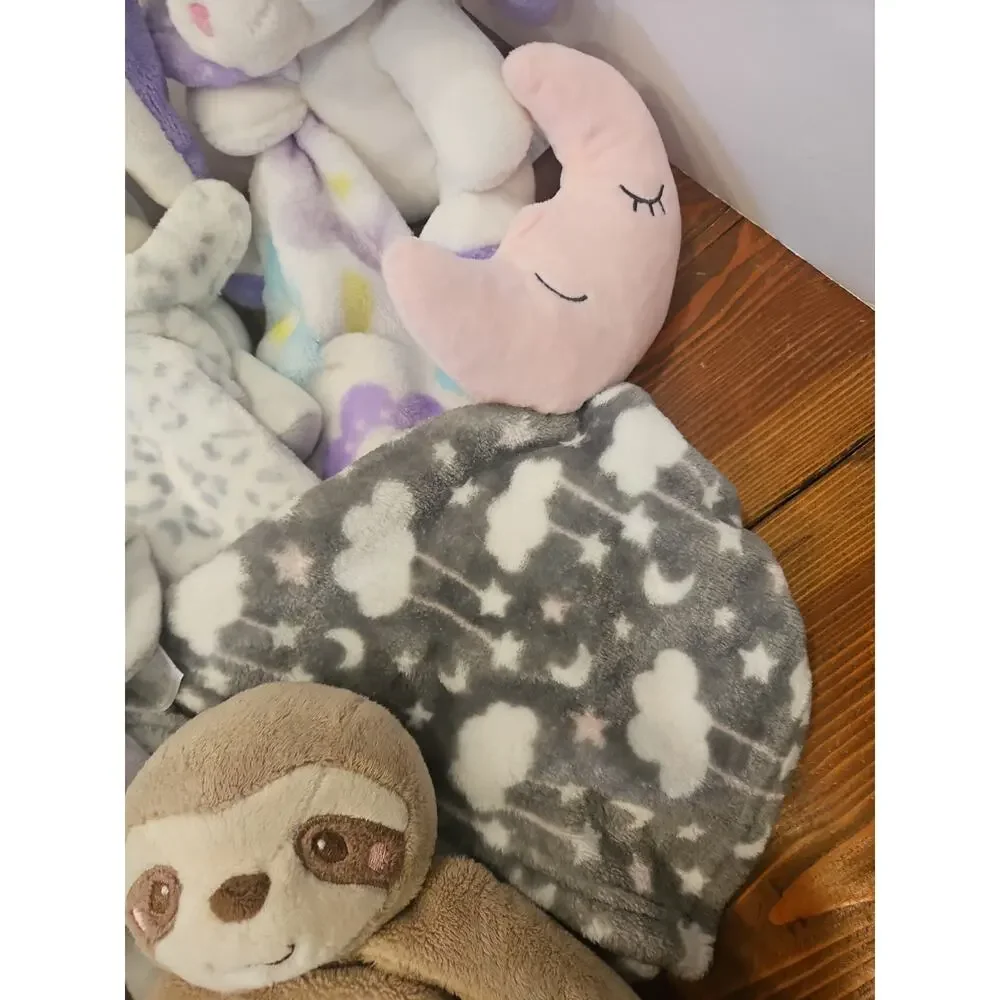 Assorted Brand Lovey Security Blanket Lot Plush Neutral Girl 16 Pcs Various Size